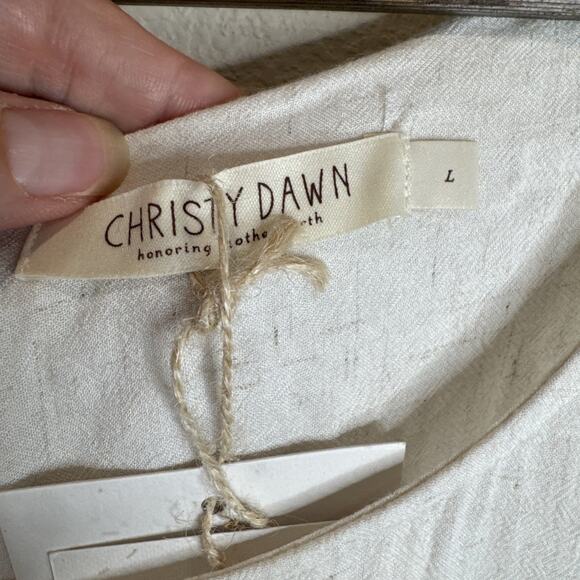 Christy Dawn Dress Women Large Scarlet Eggshell Linen Blend Cream Cottagecore - Picture 4 of 10